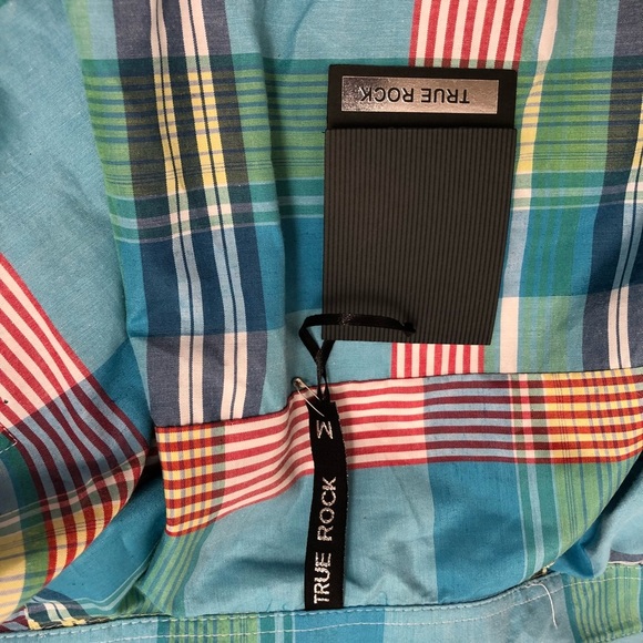 True Rock multicolor plaid short sleeve button down shirt - Picture 2 of 6
